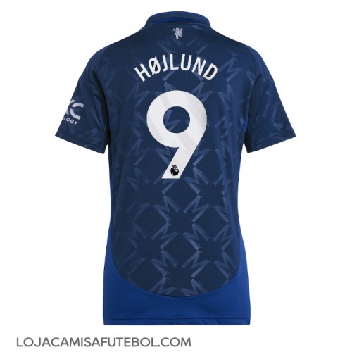 Camisa de Futebol Manchester United Rasmus Hojlund #9 Equipamento Secundário Mulheres 2024-25 Manga Curta